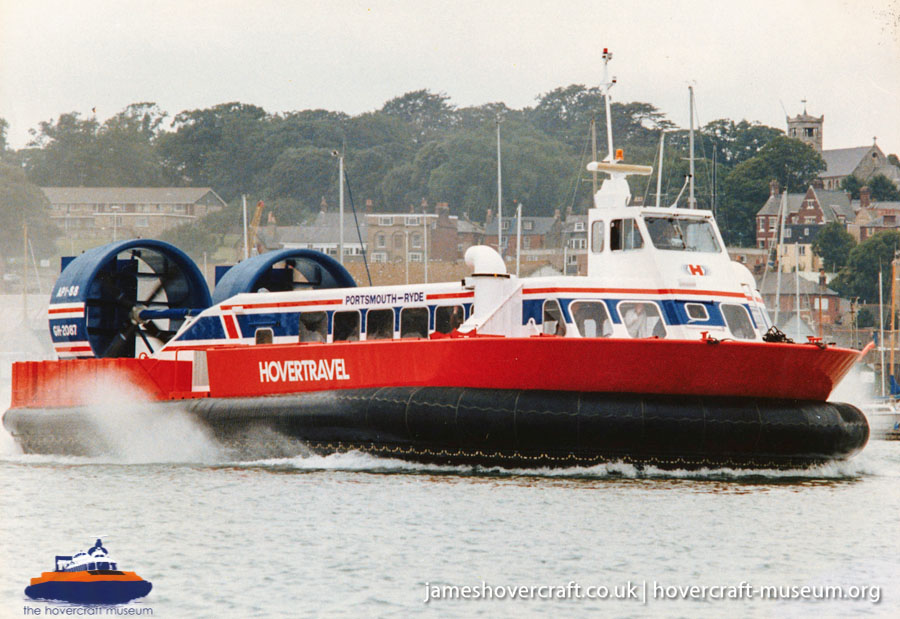 AP1-88 hovercraft with Hovertravel -  (credit: The <a href='http://www.hovercraft-museum.org/' target='_blank'>Hovercraft Museum Trust</a>).